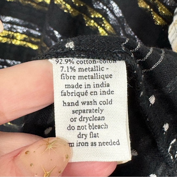 Ace&jig Black ace & jig White Metallic Tencel Tunic Top Cotton Women’s M - Picture 6 of 6